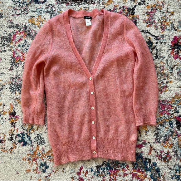 J Crew Pink Mohair Souffle Cardigan 